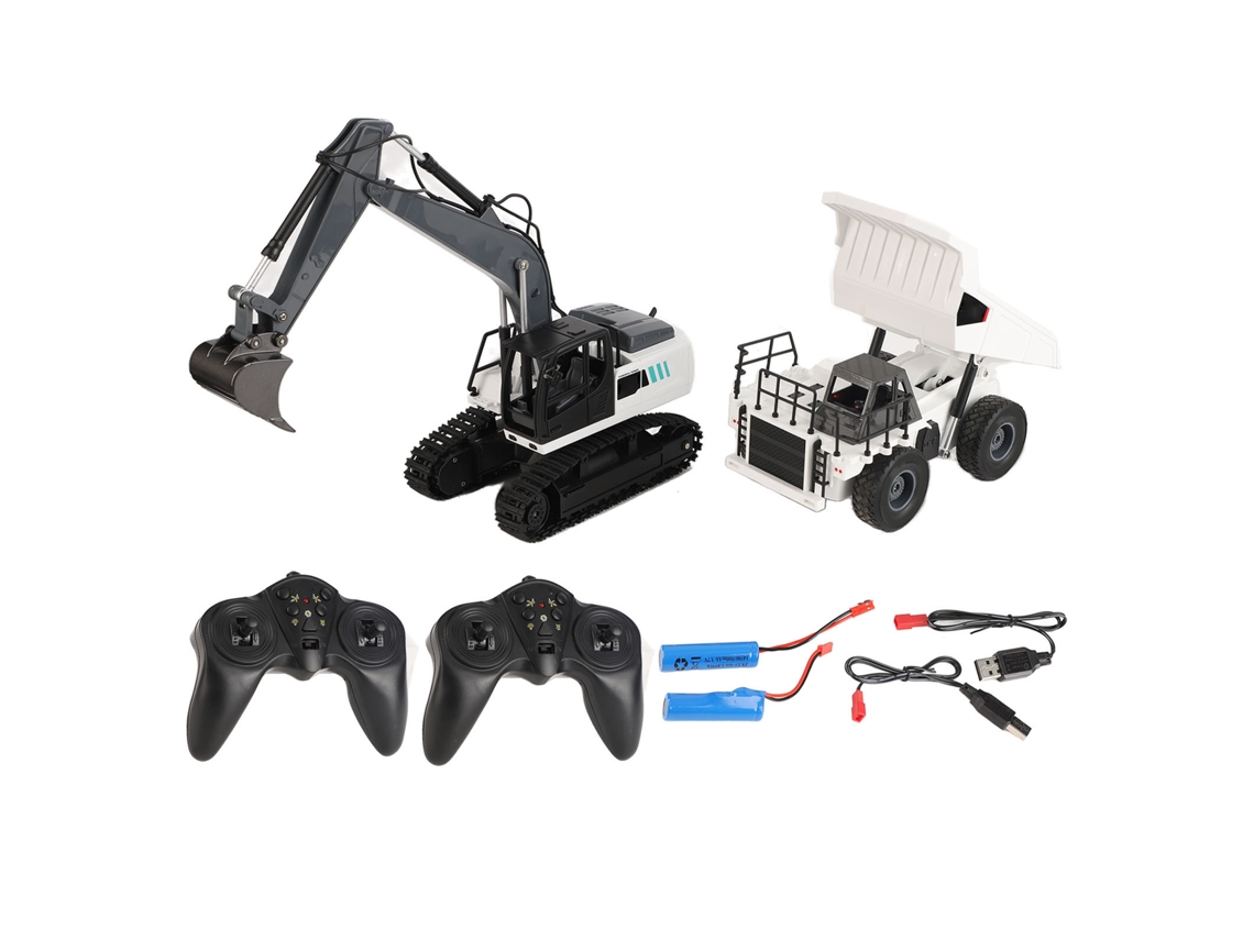 Excavadora De Juguete Rc Recargable Con Pala Metálica, Luces, Control Remoto Funcional, Vehículo De Construcción Eléctrico De 2.4g