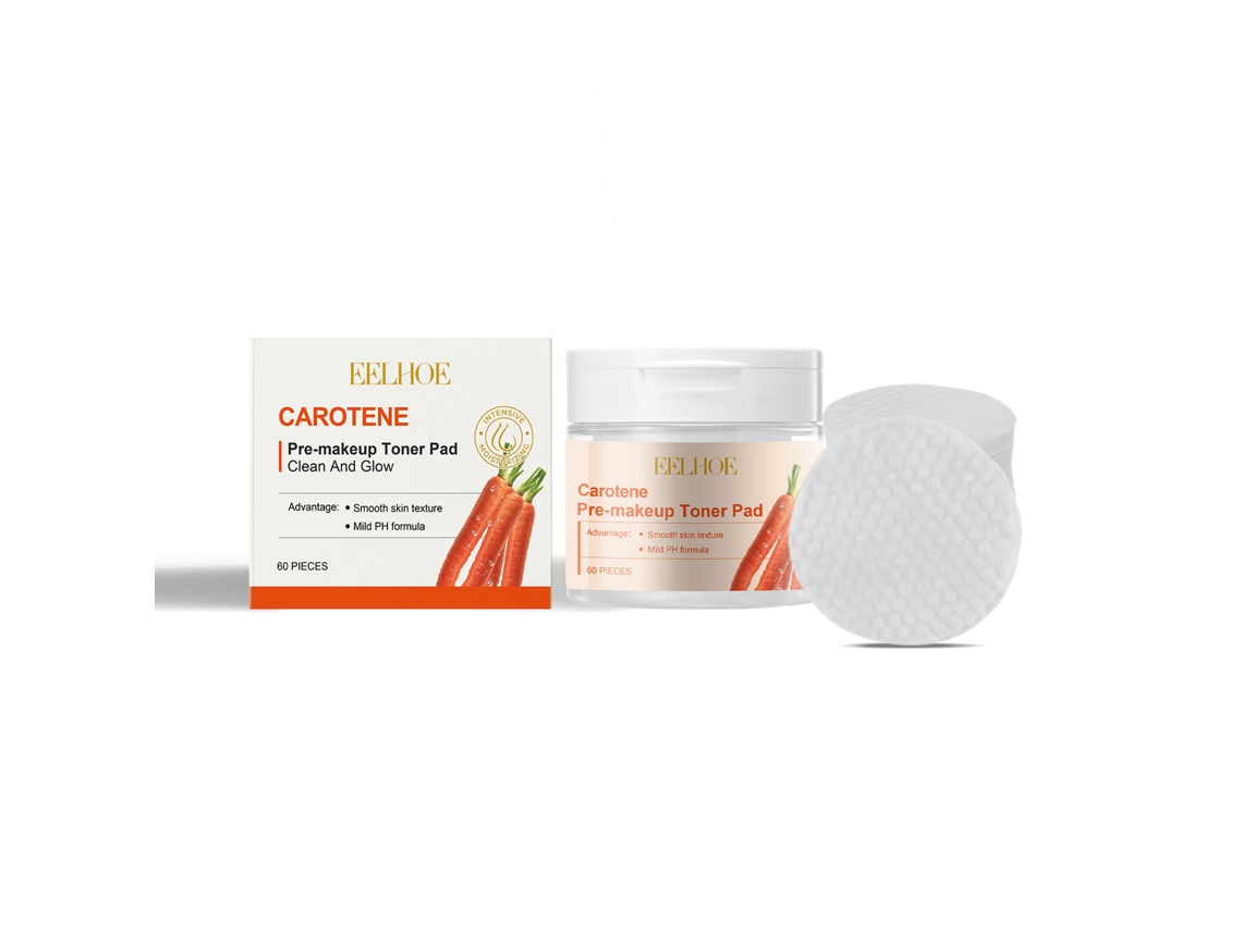 Discos de algodón hidratantes con caroteno para antes del maquillaje.