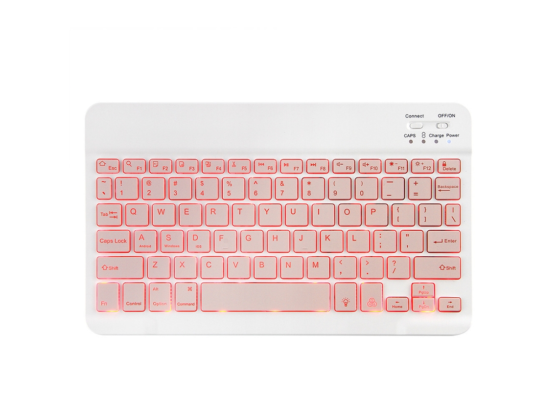 Teclado inalámbrico Bluetooth Yuysan de 10 pulgadas con retroiluminación rosa (inglés-portugués)