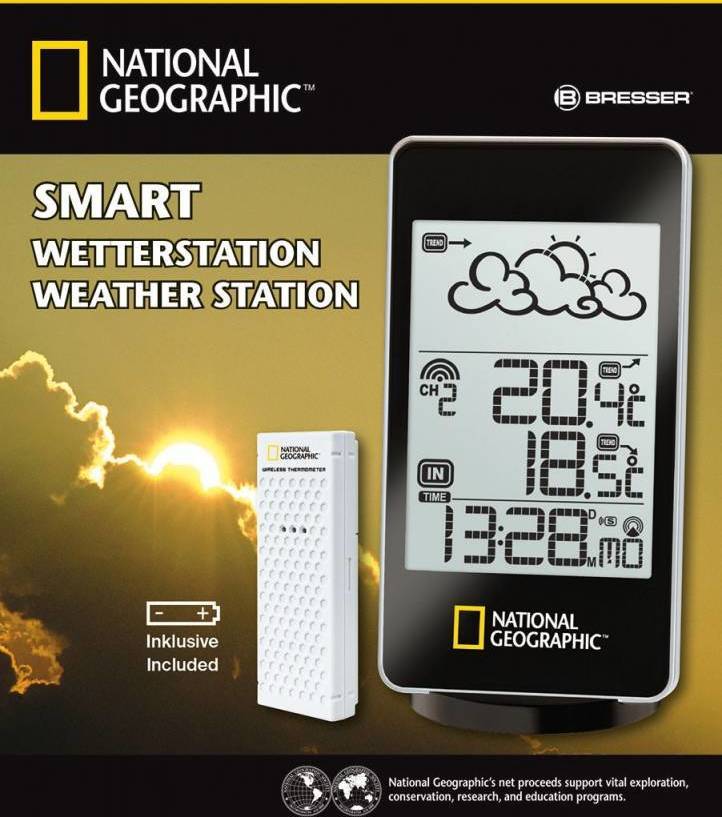 National Geographic 9066000 digital negro batería despertador bresser weather basic estacion meteorologica