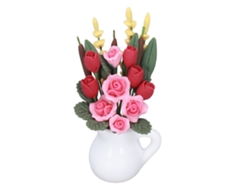 Maceta En Miniatura Para Casa De Muñecas Escala 1:12 Con Planta Artificial Decorativa.