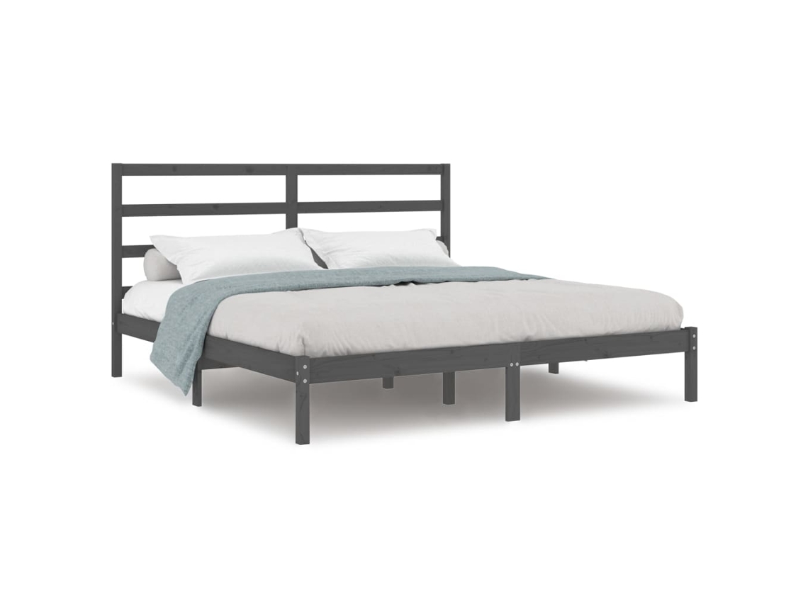 Maison Exclusive - Estructura De Cama De Madera Maciza De Pino Gris 200x200 Cm