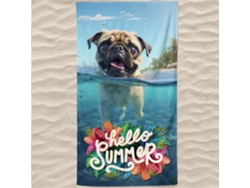 Toalla De Playa De Microfibra Pug Hello Summer