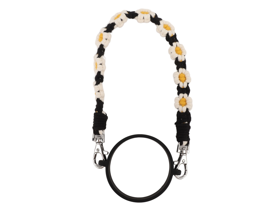 Correa de silicona con forma de flor para botella de agua, con lazo, de tela, hecha a mano, ideal para viajes, camping y actividades al aire libre, color negro.