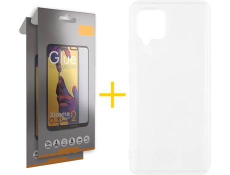 Carcasa y 2 Protectores de Pantalla de Vidrio Full Samsung A42 5G SKYHE Silicona Líquida Transparente