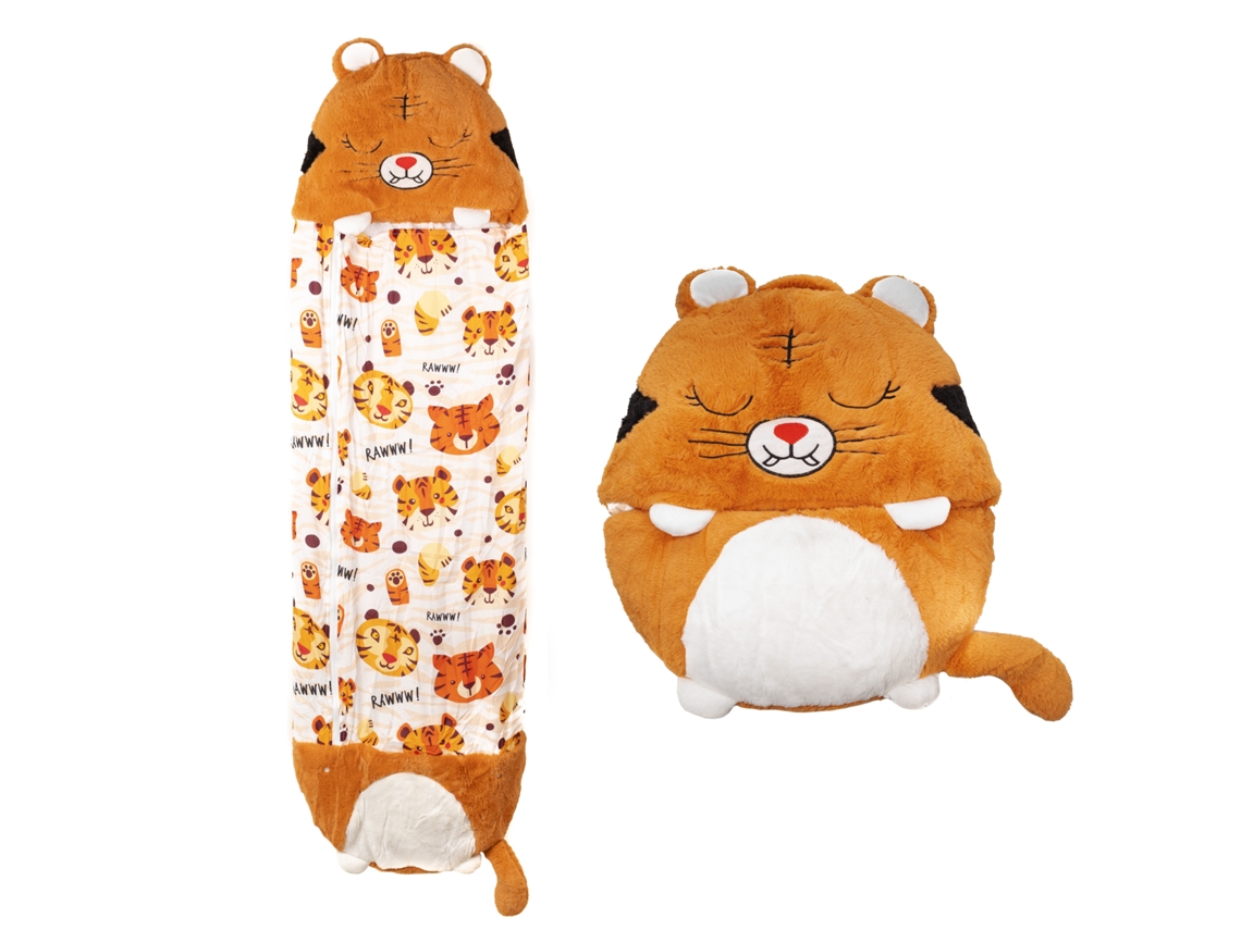 Saco De Dormir Convertible En Almohada, Para Niños, Tigre. Tacto Peluche. Pequeño / S 135x50cm.