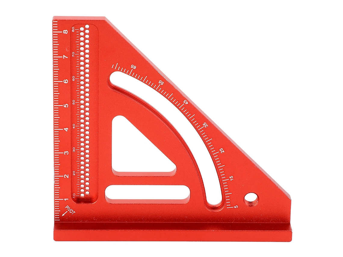 Regla triangular pequeña de aluminio para carpinteros: herramienta integrada para trabajar la madera