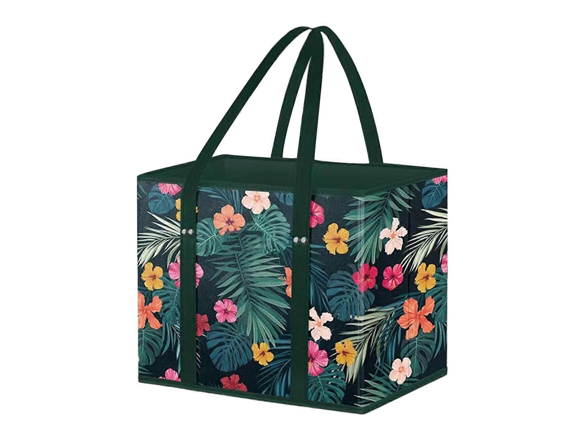 Bolsa de compras plegable con base reforzada, cesta de compras de tela no tejida para supermercados y actividades al aire libre, multicolor. GOKOCO