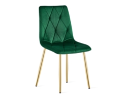 Silla De Comedor Tyra Asiento Verde Oscuro, Piernas De Oro, Asiento Acolchado, Asiento Ergonómico