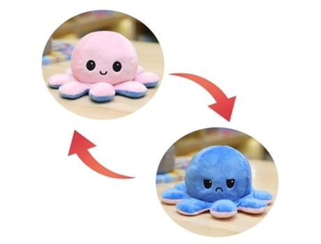 Juguete de Peluche de Felpa Suave Pulpo Para Niños, Compañero Animal, Muñeco Abatible de Doble Cara Z