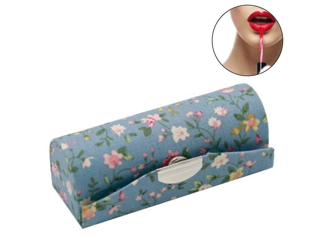 2026-porta Labios Profesional Caja De Almacenamiento De Cuero Suave Durable Para Maquillaje Azul Con Cierre De Presión Oro