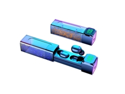 Auriculares inalámbricos, estuche de carga inalámbrica, pantalla digital, estéreo IPX4, resistente al agua, negro