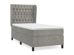 Maison Exclusive - Cama Box Spring Con Colchón Terciopelo Gris Claro 90x190 Cm
