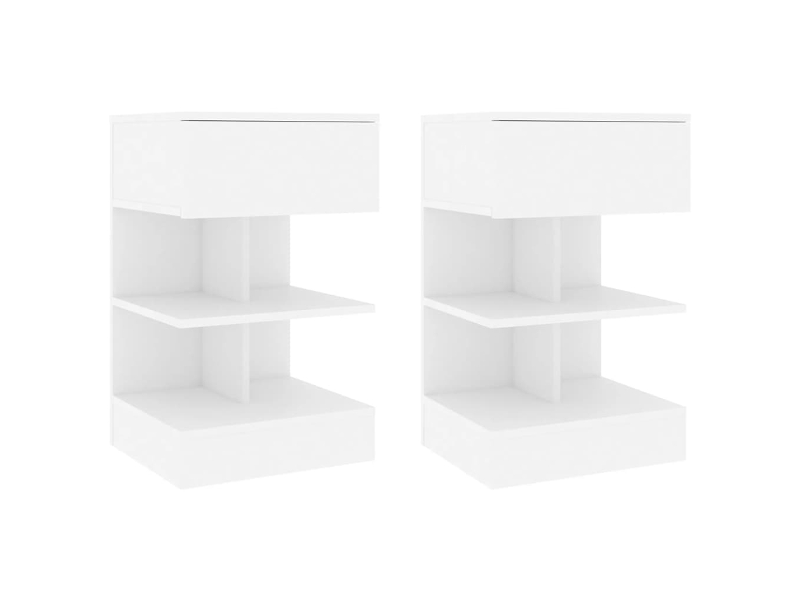 Mesitas de Noche LOVELY HOME Mesinha 2 Pcs 40X35X65 Cm Contraplacado Branco