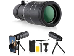 Telescopio monocular HD Bak4 16x52 mejorado con soporte para teléfono inteligente y trípode ajustable para observar animales.