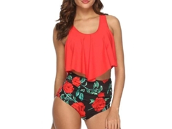 2026-traje De Baño Tankini Para Mujer Con Volantes Y Cintura Alta Traje De Playa Poliéster Relleno