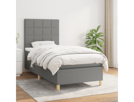 Cama con somier VIDAXL (Gris - Tela - 203 x 90 x 128 cm)