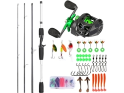 Kits De Cañas Pescar Fibra Carbono Para Baitcasting, 4 Secciones, Caña Casting Y Carrete Metal Pesca Lubina...