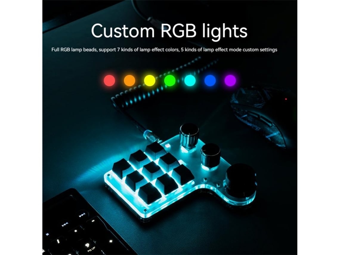 Teclado USB personalizable con control de volumen, macros y teclas programables, mecánico, inalámbrico para juegos, negro, Bluetooth.