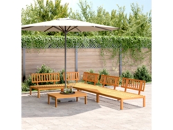 Juego de 5 muebles de palets para jardín de madera maciza de acacia, DKD Home Decor