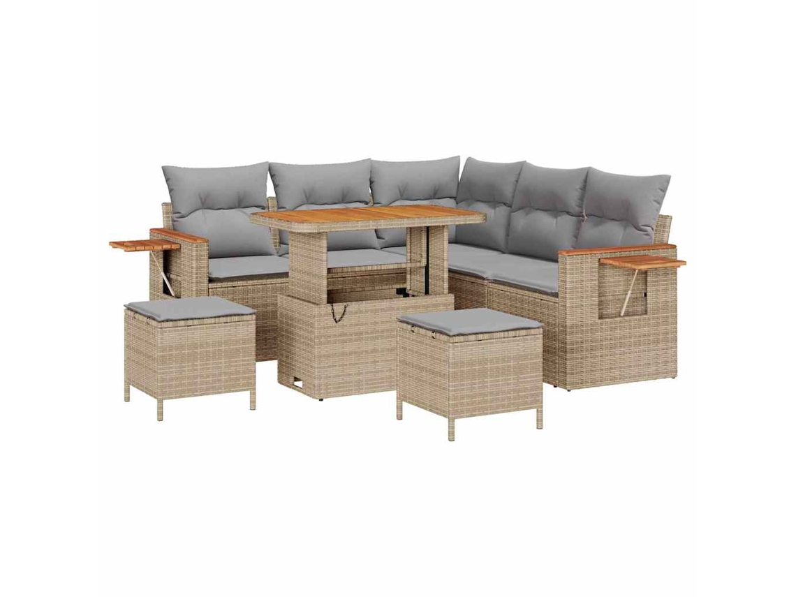 Maison Exclusive - Conjunto De Sofás De Jardín Con Cojín 9 Pcs Beige Y Gris Claro