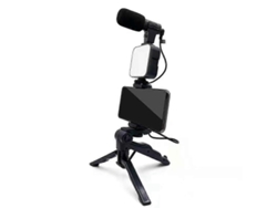 Kit de trípode para celular con micrófono LED, kit para crear videos de vlogs para grabación en vivo, estudio de selfies, Nostalgia88