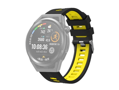 Correa de Silicona bicolor 20mm transpirable ajustable para Samsung Galaxy Watch 5 40mm/44mm/Watch 5 Pro 45mm - negro/amarillo
