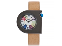 Reloj De Pulsera Ccq Para Mujer, Modelo C214, Con Correa De Pu, Esfera Giratoria Y Movimiento De Cuarzo.