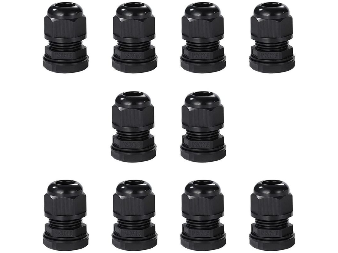 Conector de cable M20, 10 unidades, IP68, nailon, resistente al agua | Sin marca