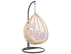 Silla colgante con soporte BELIANI Arsita de Ratán sintético Natural 100x97x199