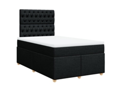 Cama Box Spring Con Colchón Tela Negro 120x200 Cm