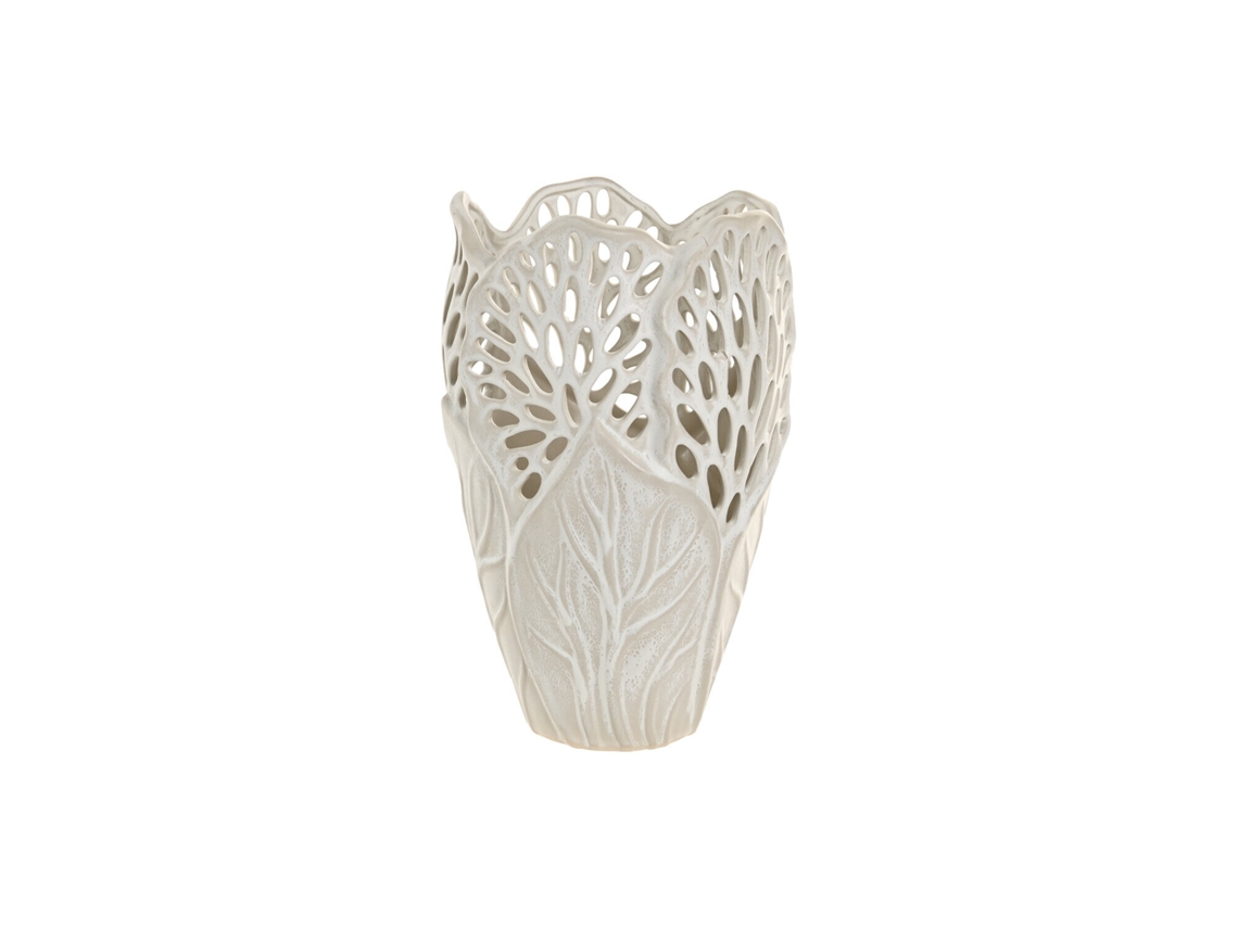 Jarron Ceramica Hoja Blanco 23x23x36cm