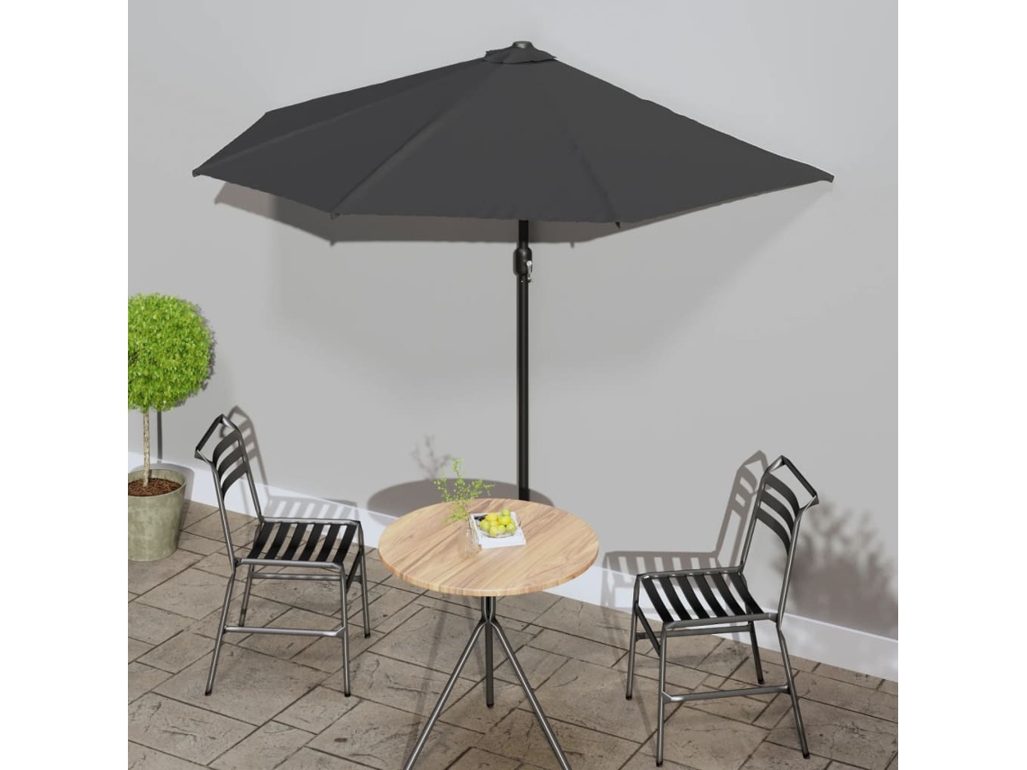 Protector solar de aluminio para balcón, 270 x 144 cm, antracita, semicircular, DKD Home Decor