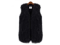 2026-chaleco De Pelo Falso Shaggy Para Mujer Waistcoat Jacket Coat Gilet Tallas S-3xl 2xl Negro