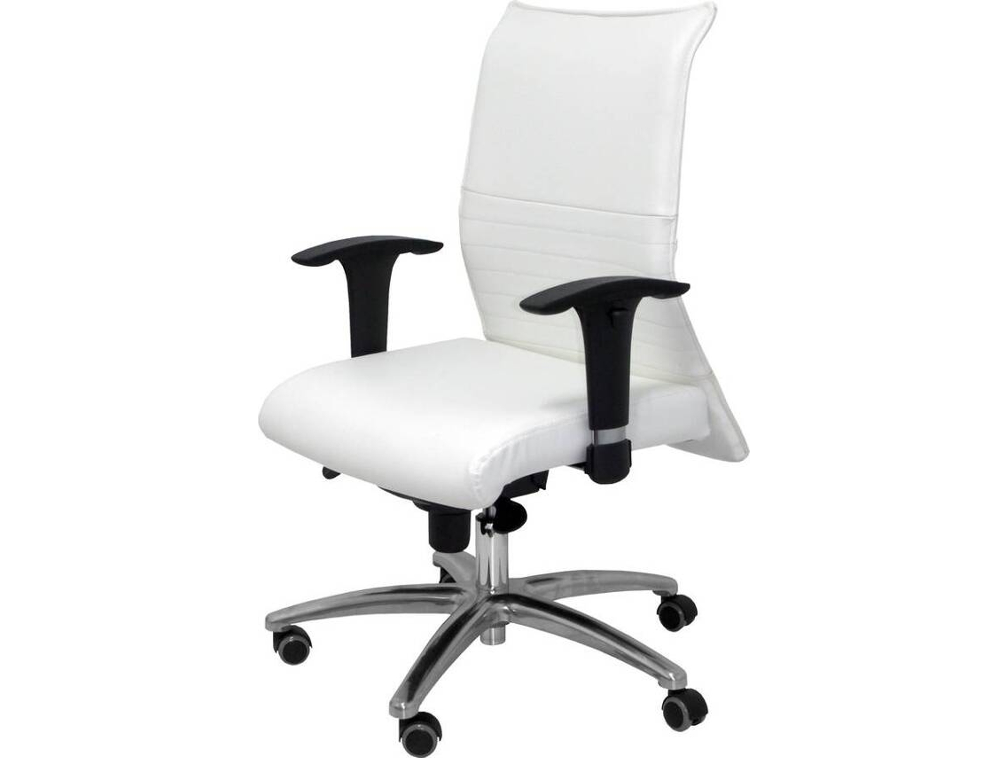 Silla de Escritorio Ejecutiva PYC Albacete XL Blanco con ruedas antiarañazos (Brazos Ajustables - Piel sintética)