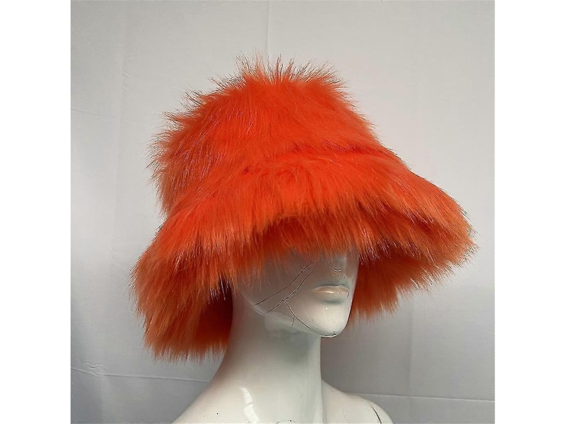 Gorro De Cubo De Pelo Falso Arcoíris Fluffy Caliente Invierno Otoño Uv Protección Para Mujer Naranja Rojo 58-60cm L 58 60cm Rojo Naranja