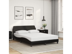 Estructura De Cama Sin Colchón Cuero Sintético Negro 140x190 Cm