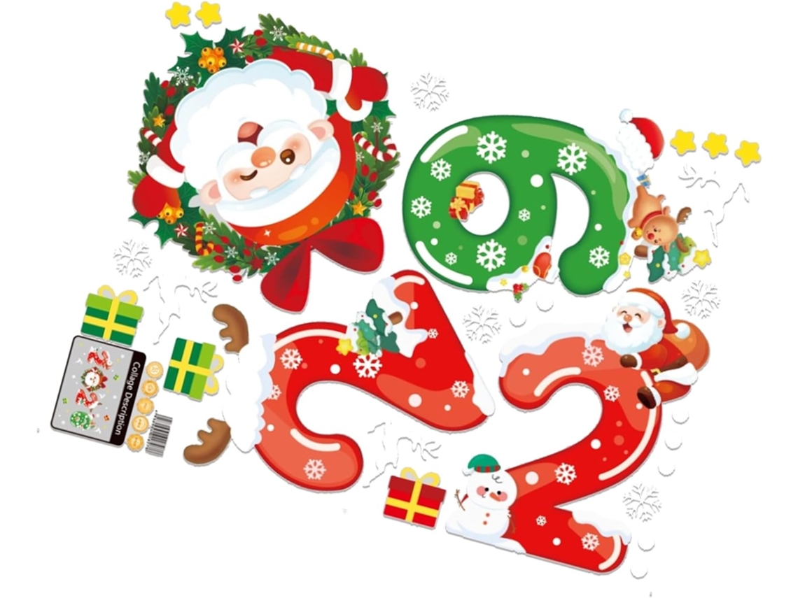 Pegatina Decorativa De Pvc Con La Cara De Papá Noel - Fácil De Limpiar, Decoración Removible.