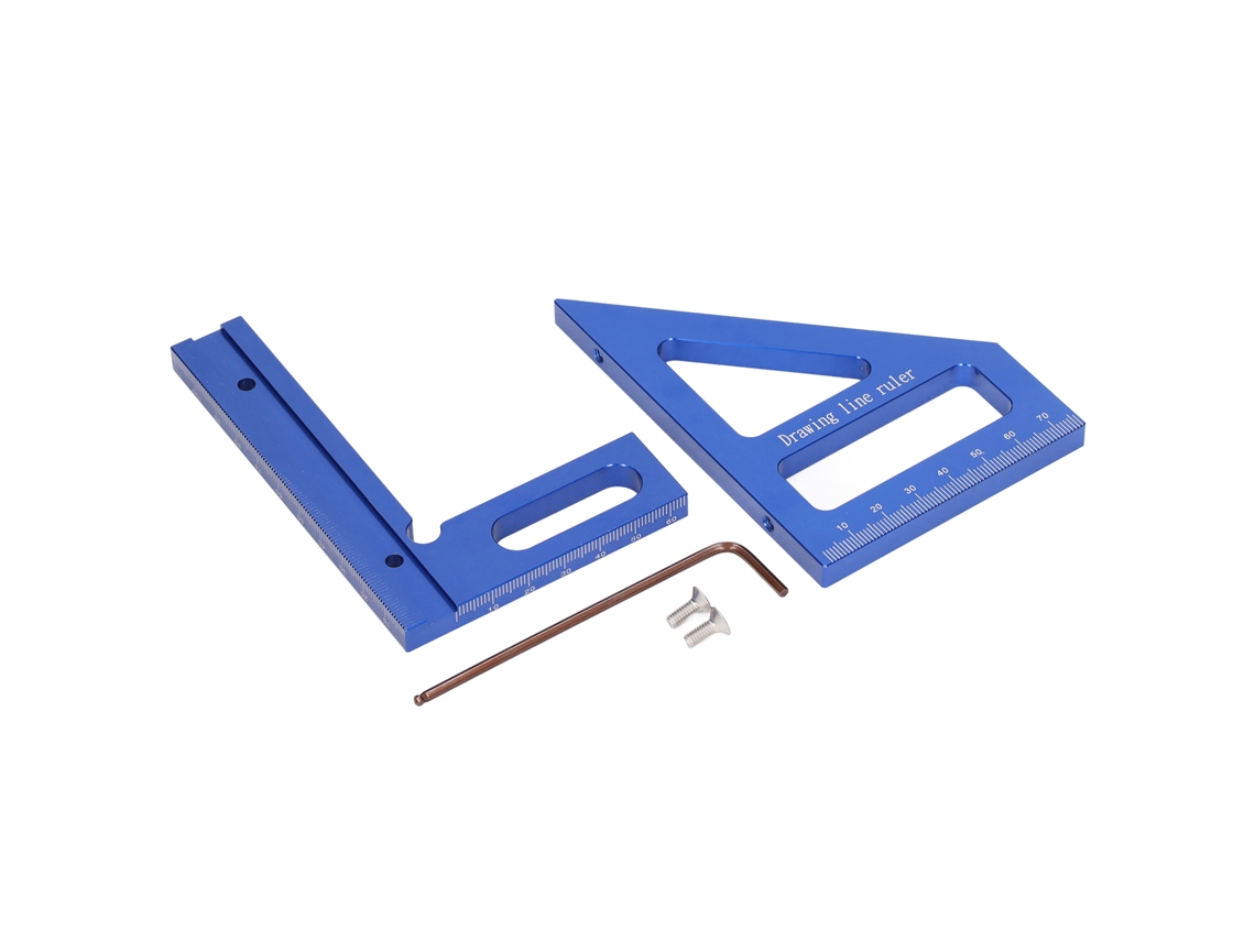 Regla De Medición De Ángulos De 45/90 Grados, Precisa Y Eficiente, Fabricada En Aluminio Para Carpintería.