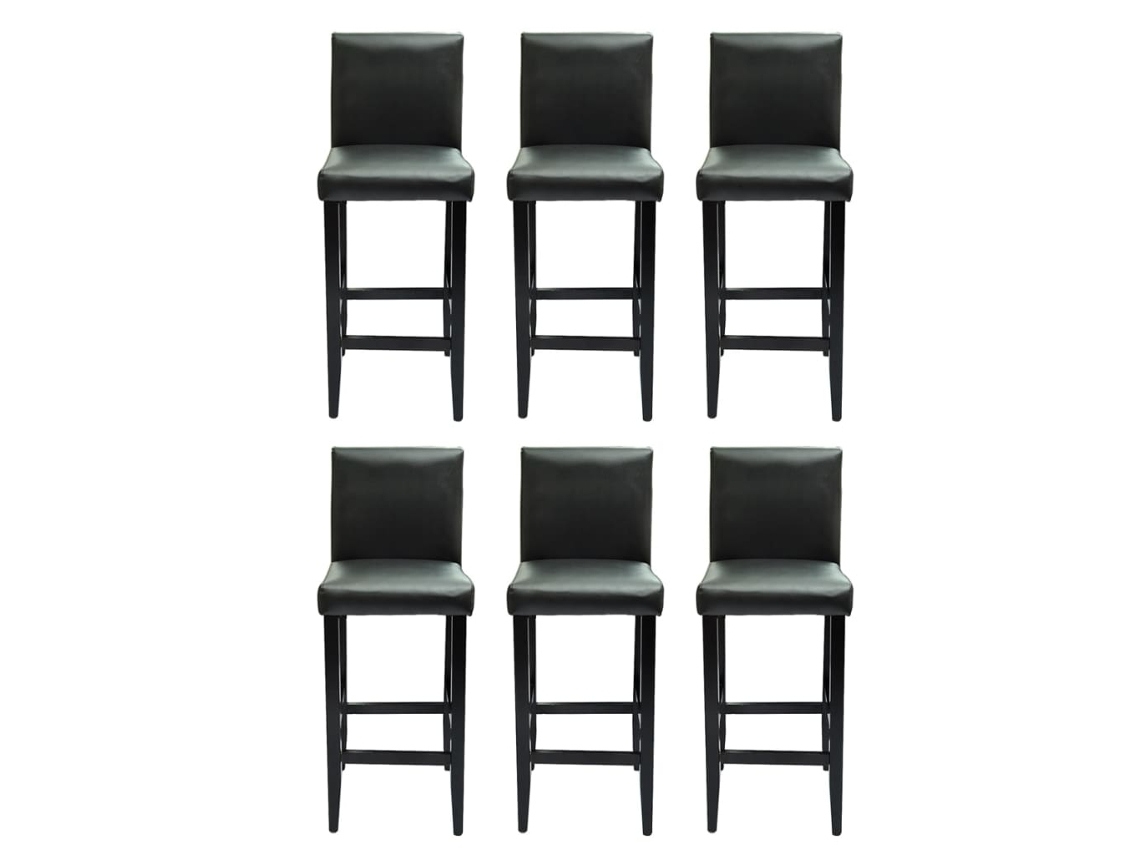 Maison Exclusive - Taburetes De Bar 6 Unidades De Cuero Artificial Negro