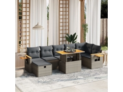 Conjunto de sofás de jardín de 8 piezas DKD Home Decor con cojines de mimbre gris