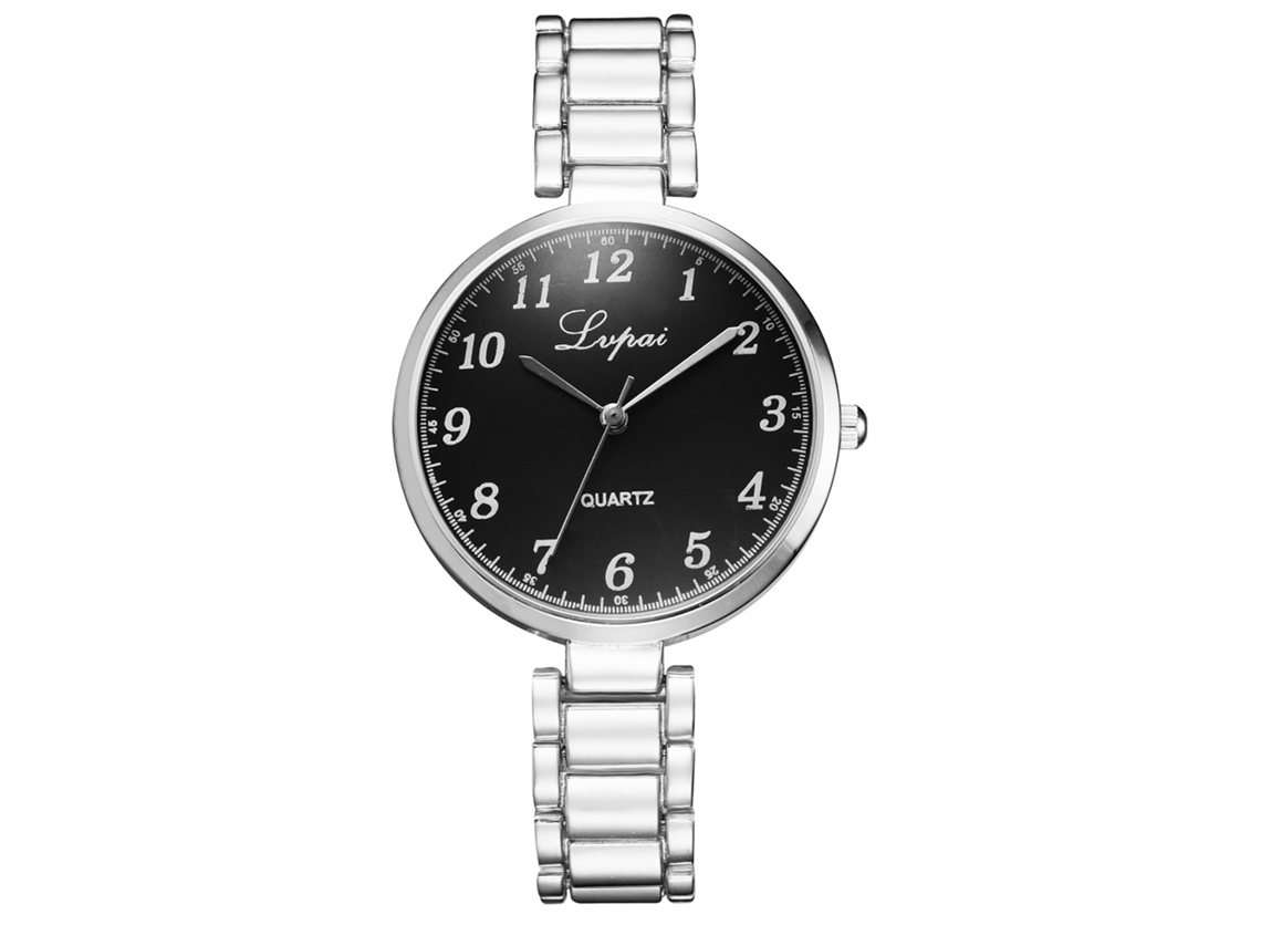 Reloj De Pulsera De Cuarzo Para Mujer Con Correa Sencilla De Aleación, Estilo Casual Y Moderno, Lvpai Plata Negro