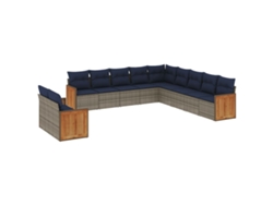 Maison Exclusive - Conjunto De Sofá De Jardín De 11 Piezas Con Cojines, Poliratán Gris