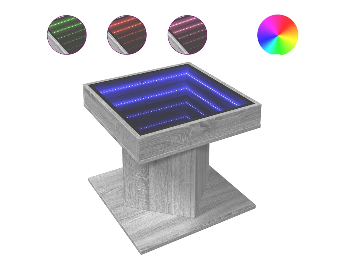 Maison Exclusive - Mesa De Centro Y Led Madera Ingeniería Gris Sonoma 50x50x45 Cm