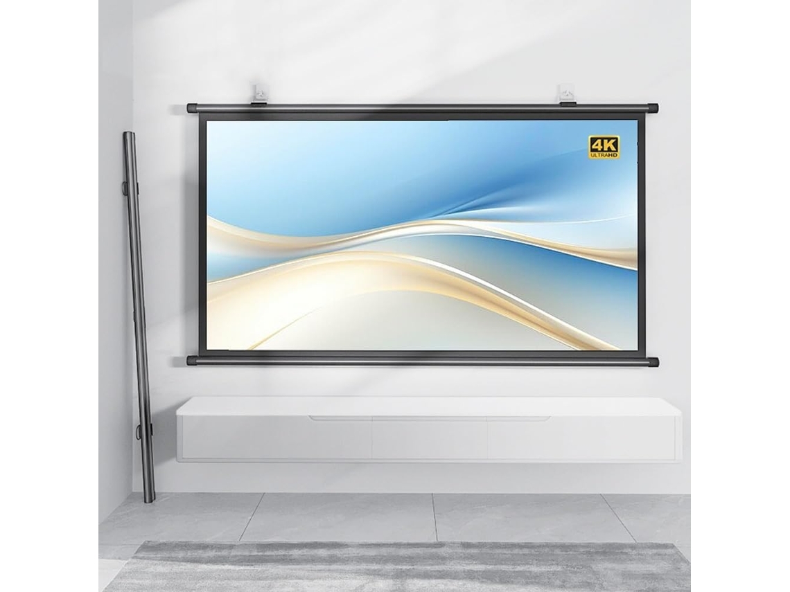Pantalla De Proyección De 40", 50" Y 60" Para Cine En Casa, Enrollable Manualmente, Para Uso Interior Y