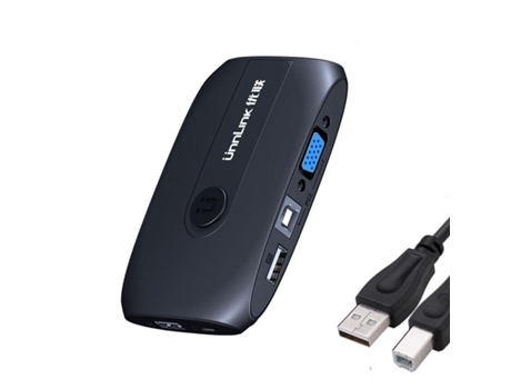 Interruptor de caja de interruptores 2X1 Vga Kvm con extensor 2 puertos USB para computadora / computadoras portátiles [con 2 cables USB-B]