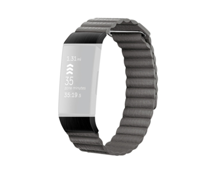 Correa de reloj de cuero magnética de 18 mm para Fitbit Charge 4/3, Talla: S (gris)