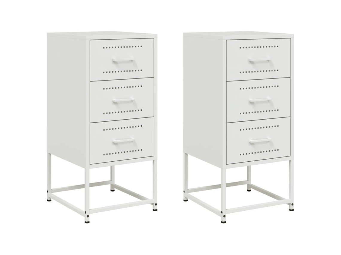 Maison Exclusive - Mesitas De Noche 2 Unidades Acero Blanco 36x39x78 Cm