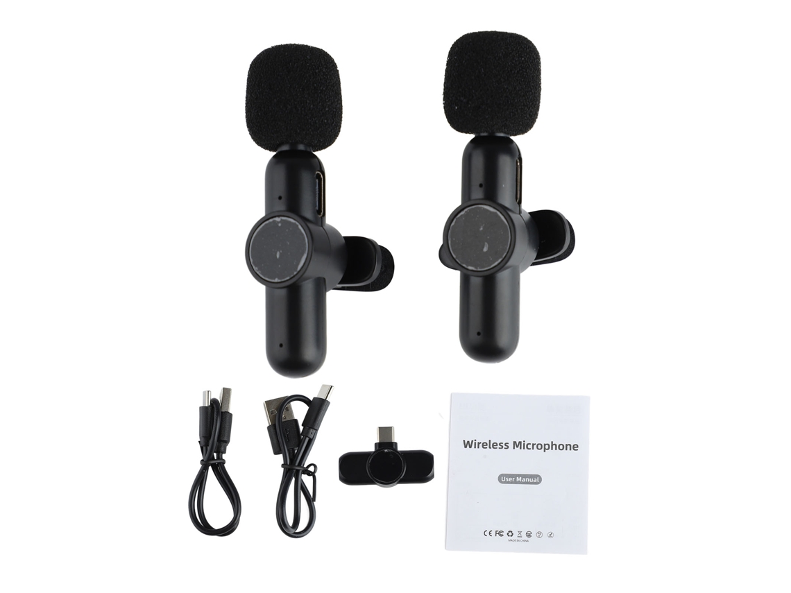 Micrófono De Solapa Inalámbrico Con Receptor Usb-c De 1 A 2 Puertos, Reducción De Ruido Y Clip Mini Para Grabación.