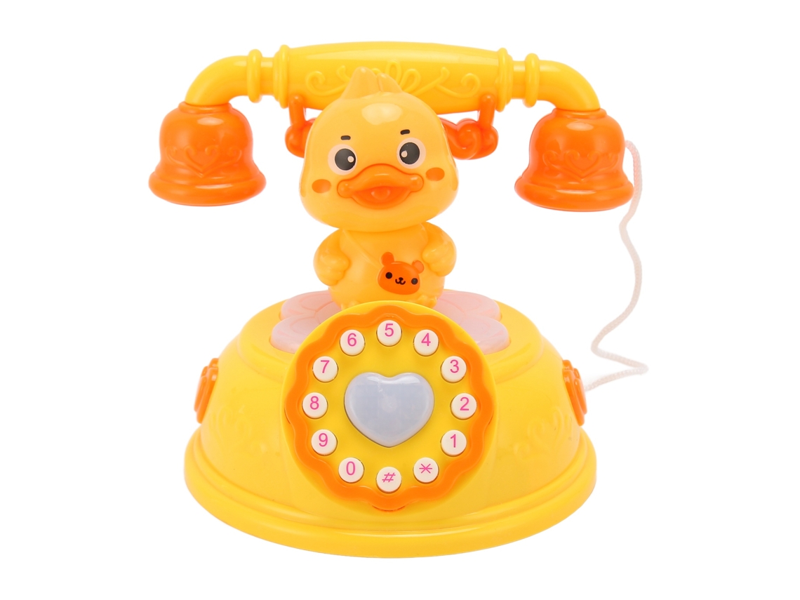 Rebe-brinquedo Telefone Bebê Forma De Patinho Com Luz E Som Para Aprendizagem Sensorial Simulação De Telefone Fingido Amarelo